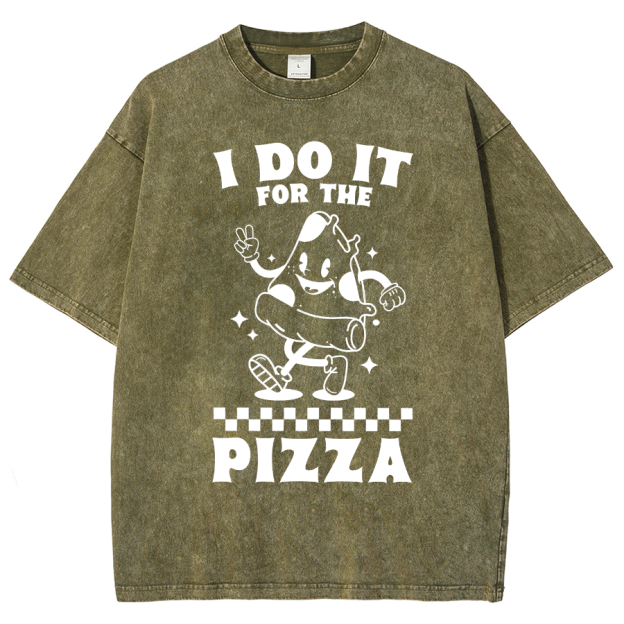 I Do It For The Pizza Unisex Fit Washed T-Shirt