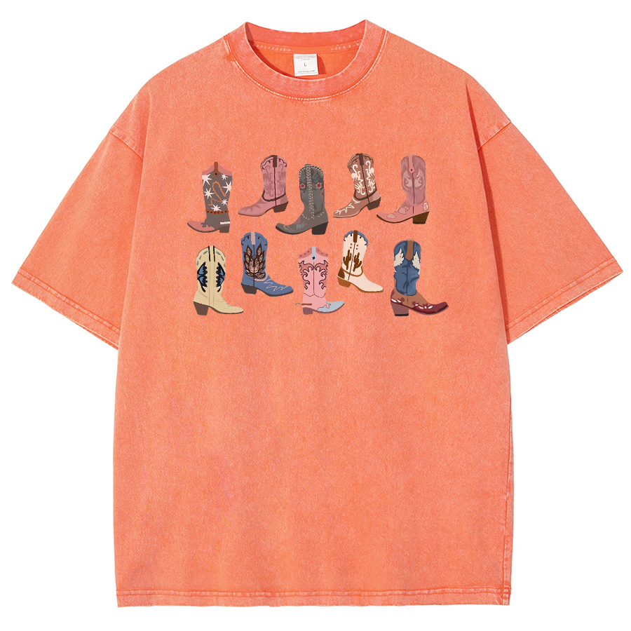 Cowgirl Boots Washed Oversized T-Shirt