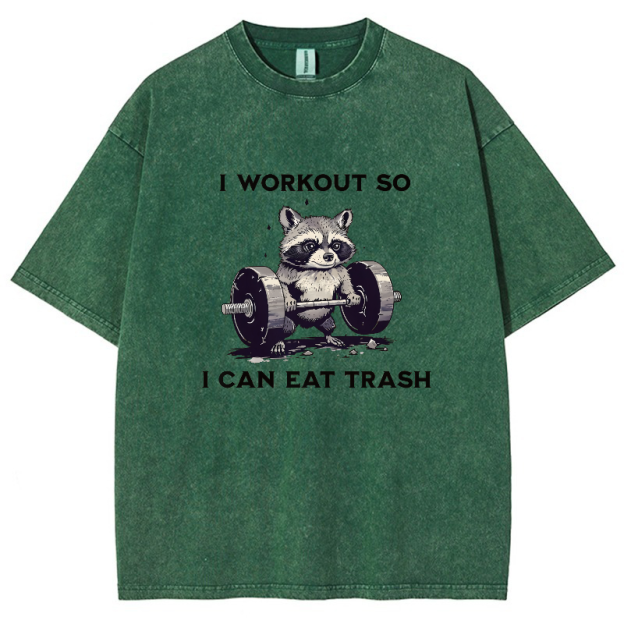 I Work Out So I Can Eat Trash Vintage Snowflake Washed T-Shirt