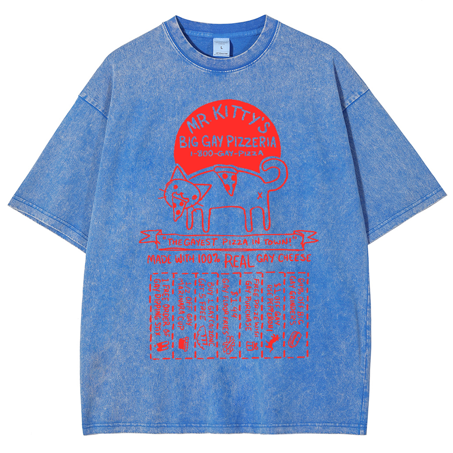 Big Gay Pizzaria Unisex Fit Washed Oversized T-Shirt