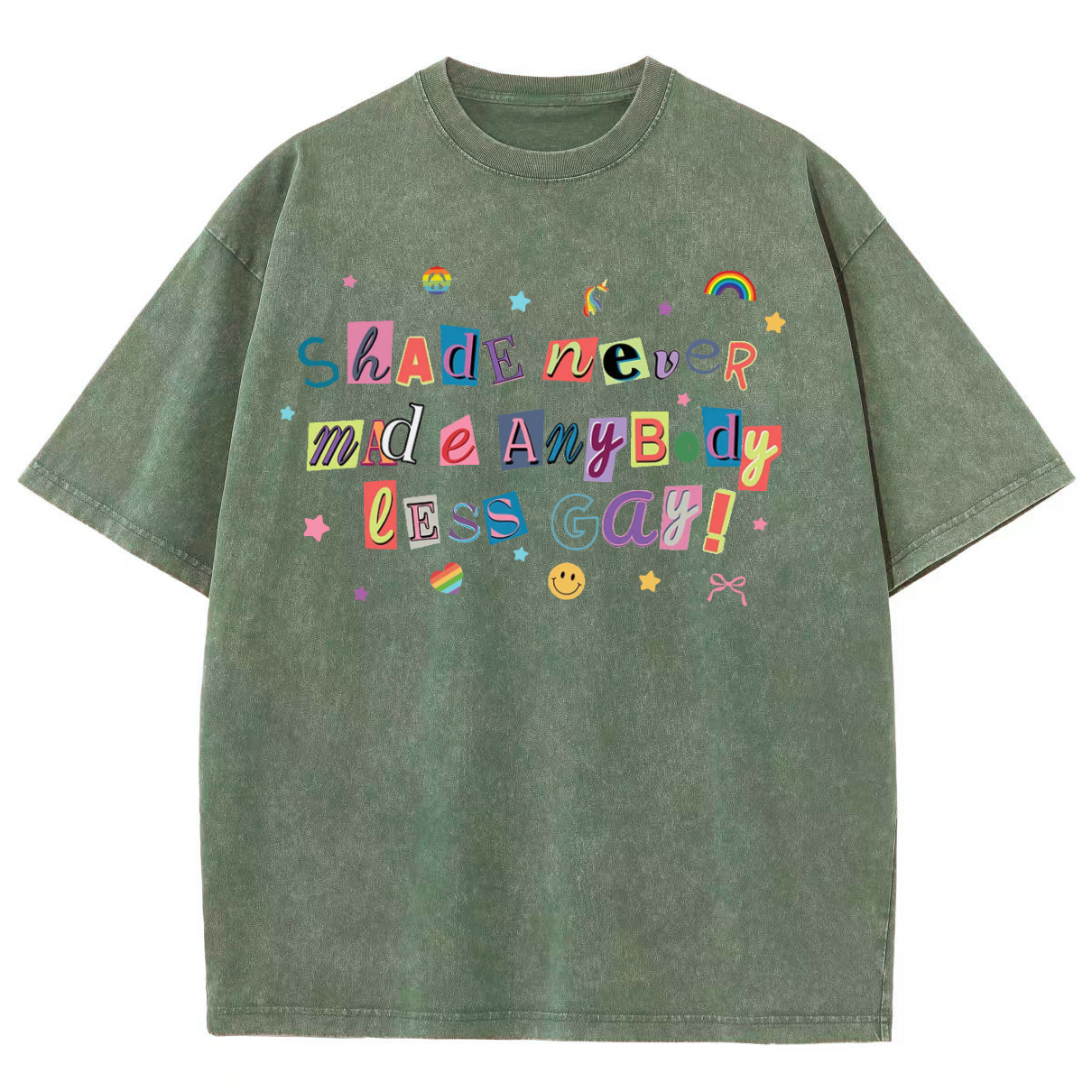 Shade Never Made Anybody Less Gay Unisex Fit Washed Oversized T-Shirt