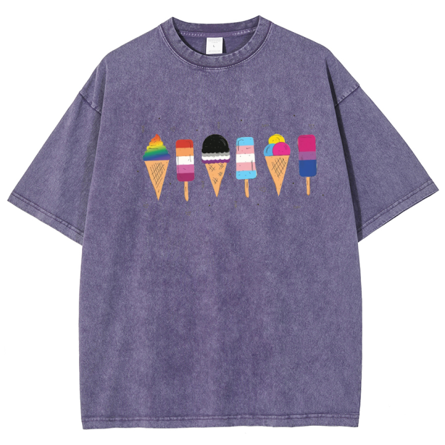 Pride Ice Cream Unisex Fit Washed Oversized T-Shirt