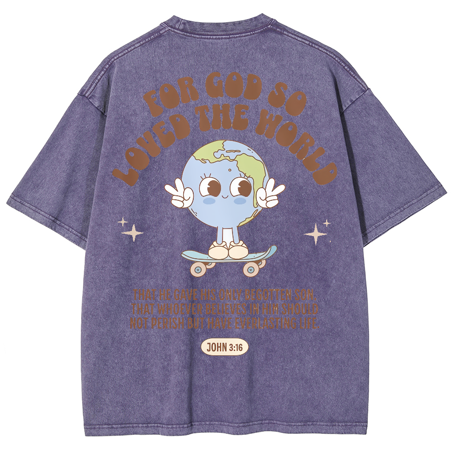 For God So Loved The World Unisex Fit Washed Oversized T-Shirt