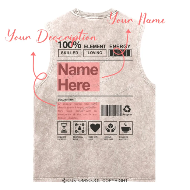 Addcustom Name And Your Description Unisex Washed Tank Top Customscool