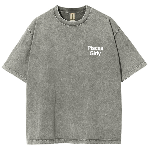 Pisces Girly Unisex Fit Washed Oversized T-Shirt