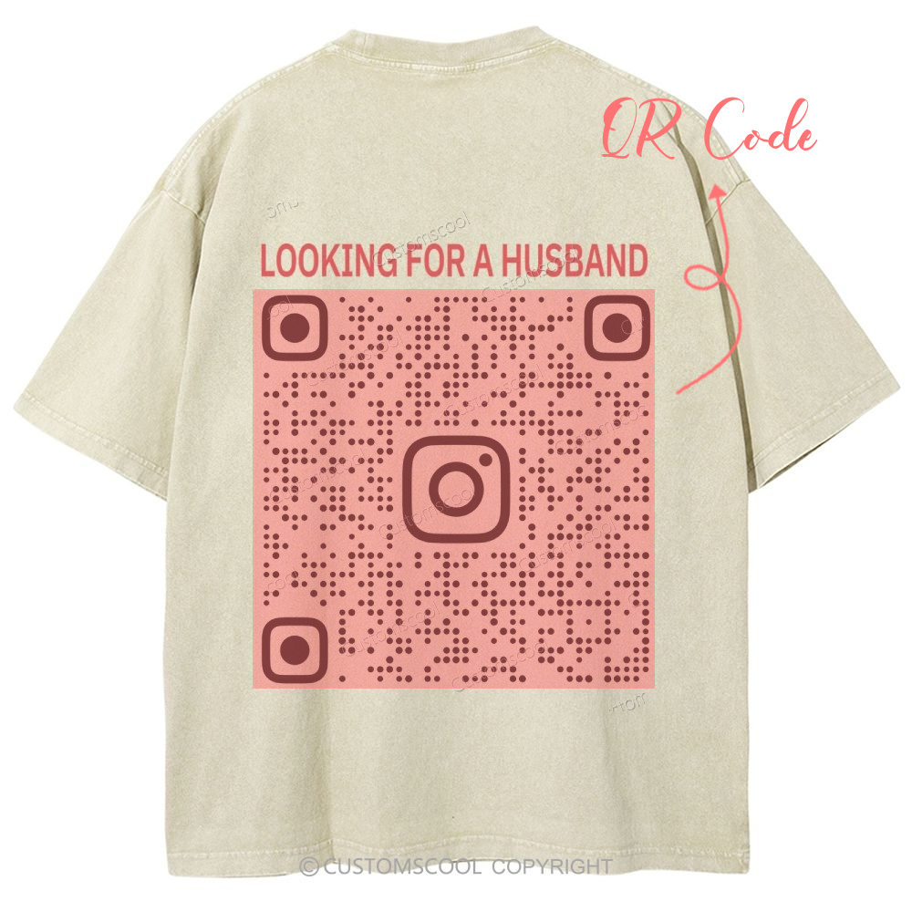 Addcustom QR Code Unisex Fit Washed T-Shirt