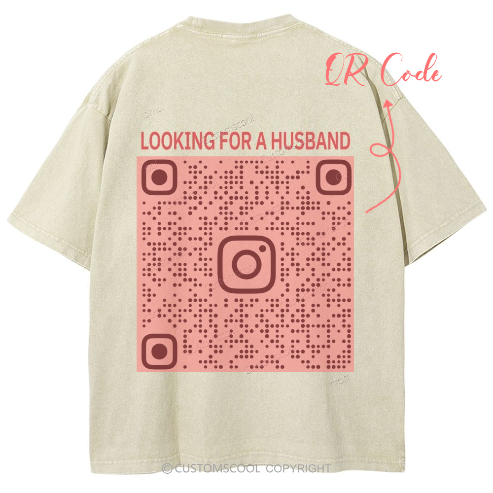 Addcustom QR Code Unisex Fit Washed T-Shirt