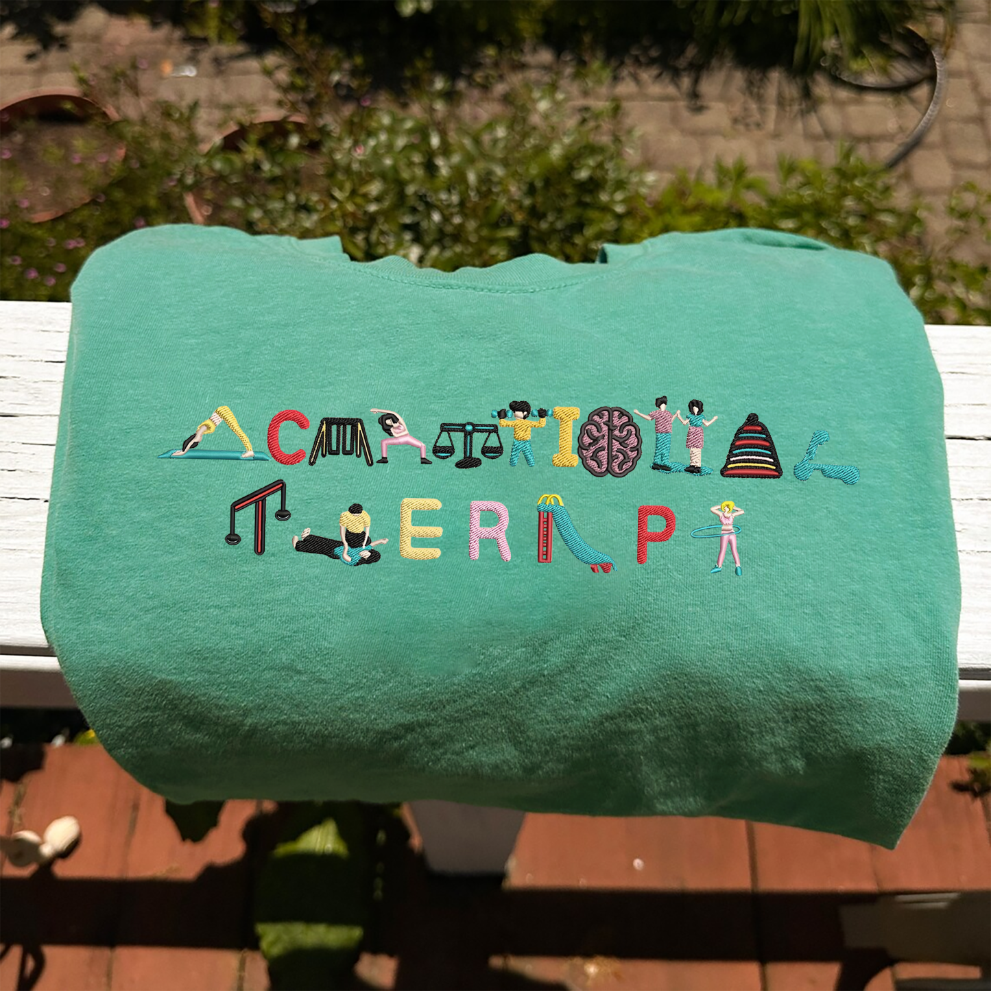 Occupational Therapy Embroidered Unisex Fit Washed T-Shirt