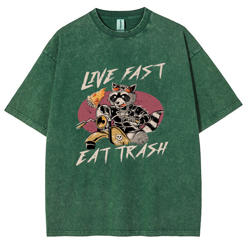Live Fast Eat Trash Vintage Snowflake Washed T-Shirt