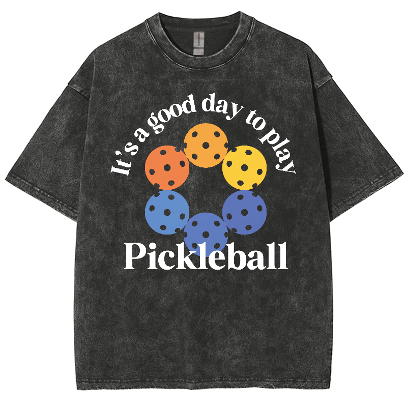 It's a Good Day to Play Pickleball Unisex Fit Washed Oversized T-Shirt