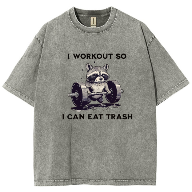 I Work Out So I Can Eat Trash Vintage Snowflake Washed T-Shirt