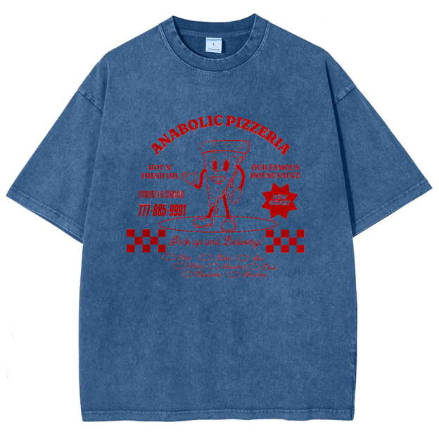 Anabolic Pizza Unisex Washed Oversized T-Shirt
