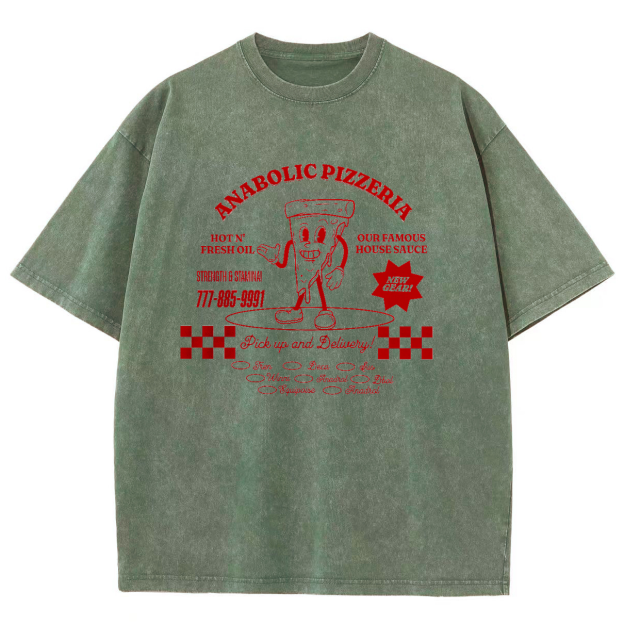 Anabolic Pizza Unisex Washed Oversized T-Shirt