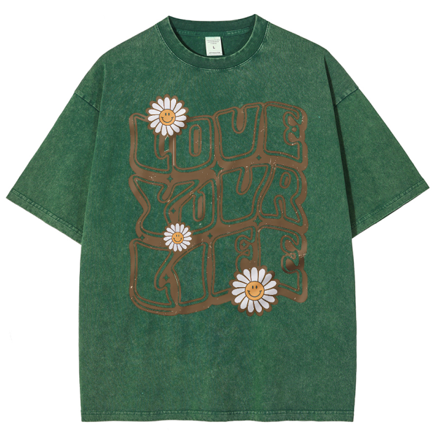 Love Your Life Unisex Fit Washed Oversized T-Shirt