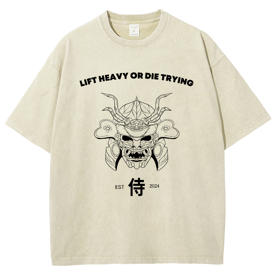 Lift Heavy Or Die Trying Unisex Fit Washed Oversized T-Shirt