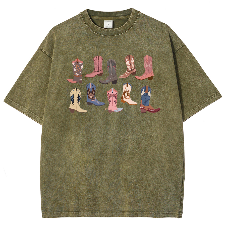 Cowgirl Boots Washed Oversized T-Shirt