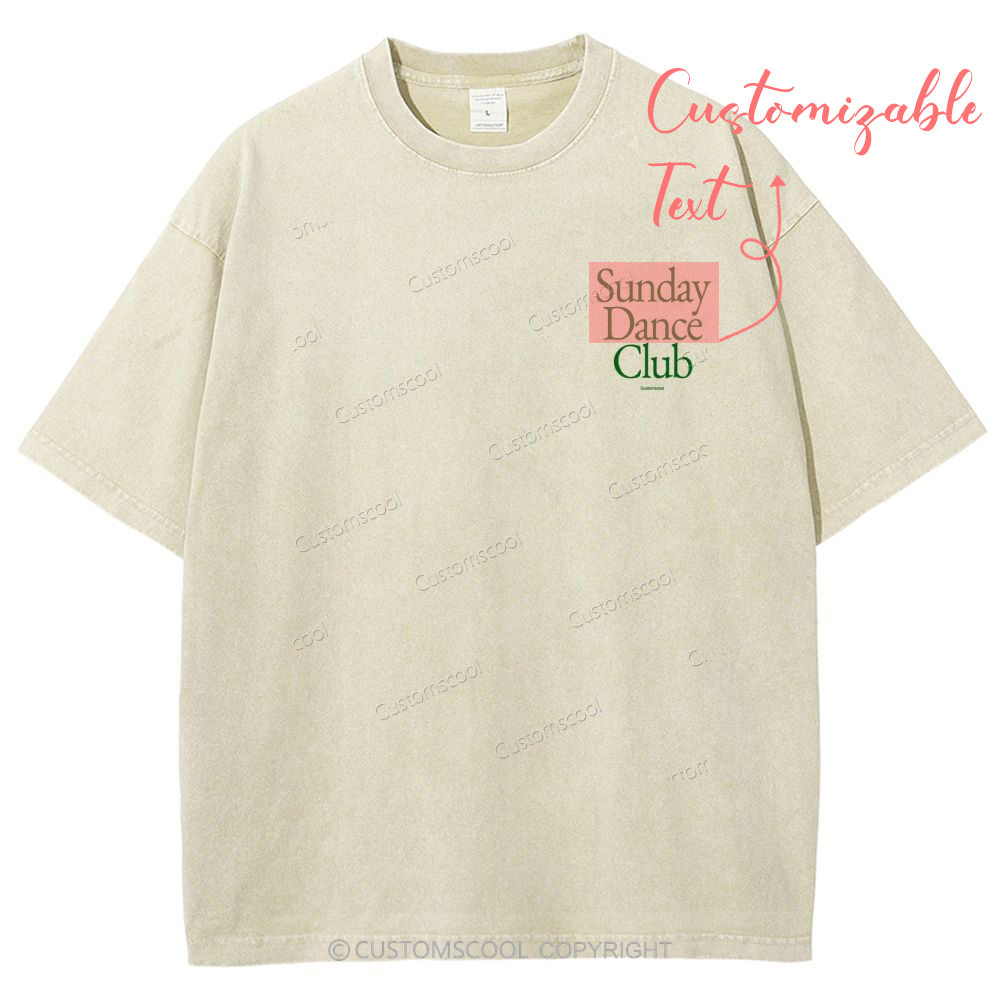 Customizable Text Club Unisex Fit Washed T-Shirt Customsool