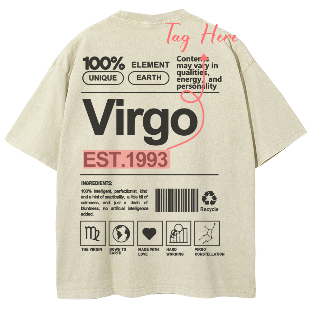 Virgo Addcustom Unisex Fit Washed T-Shirt