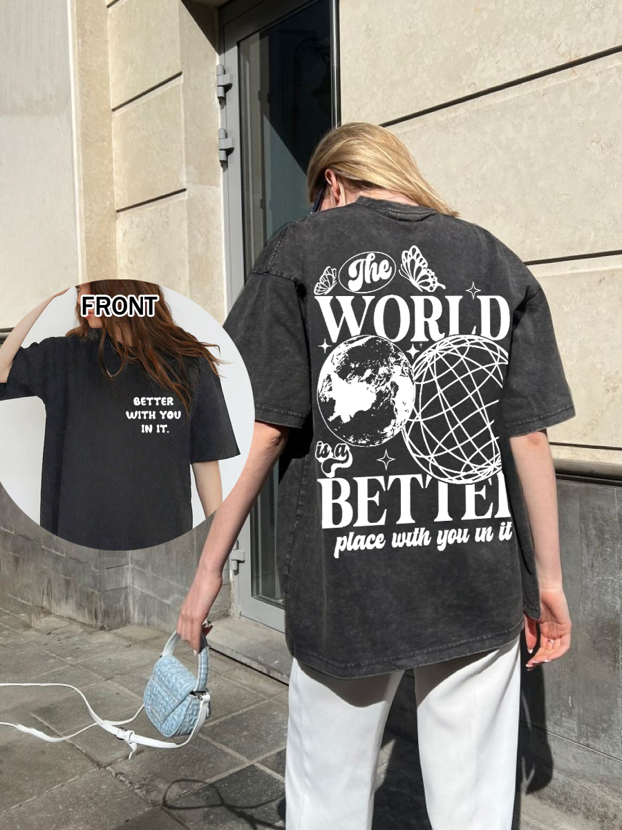 The World Is A Better Place With You In It Vintage Snowflake Washed T-Shirt