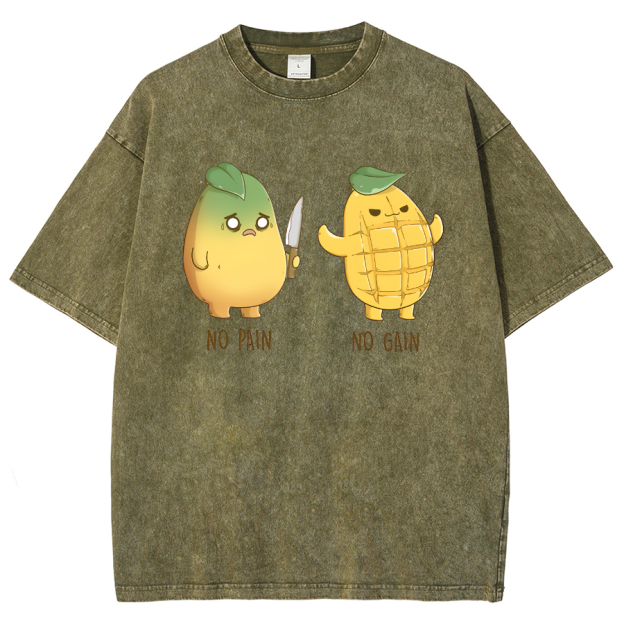 No Pain No Gain Unisex Fit Washed Oversized T-Shirt