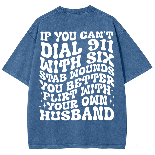 Dial 911 Unisex Vintage Washed Short Sleeve T-Shirt