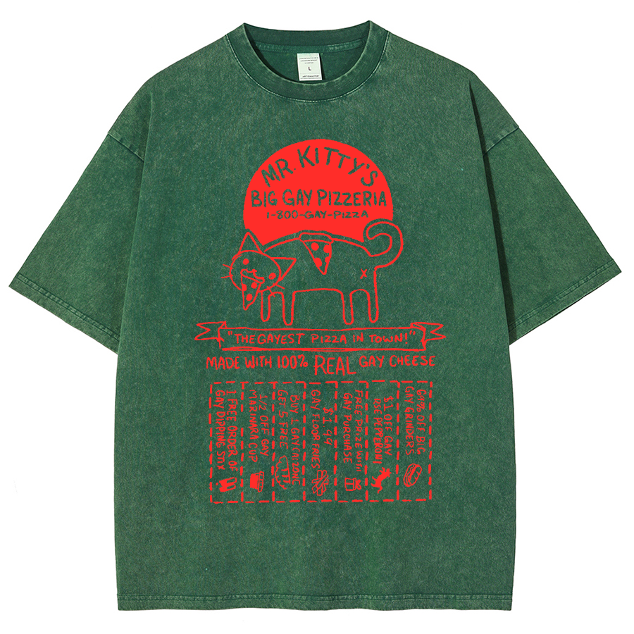 Big Gay Pizzaria Unisex Fit Washed Oversized T-Shirt