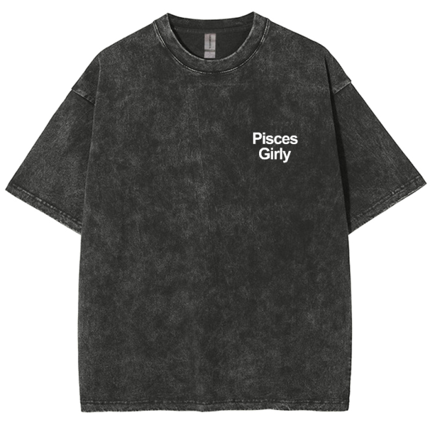 Pisces Girly Unisex Fit Washed Oversized T-Shirt