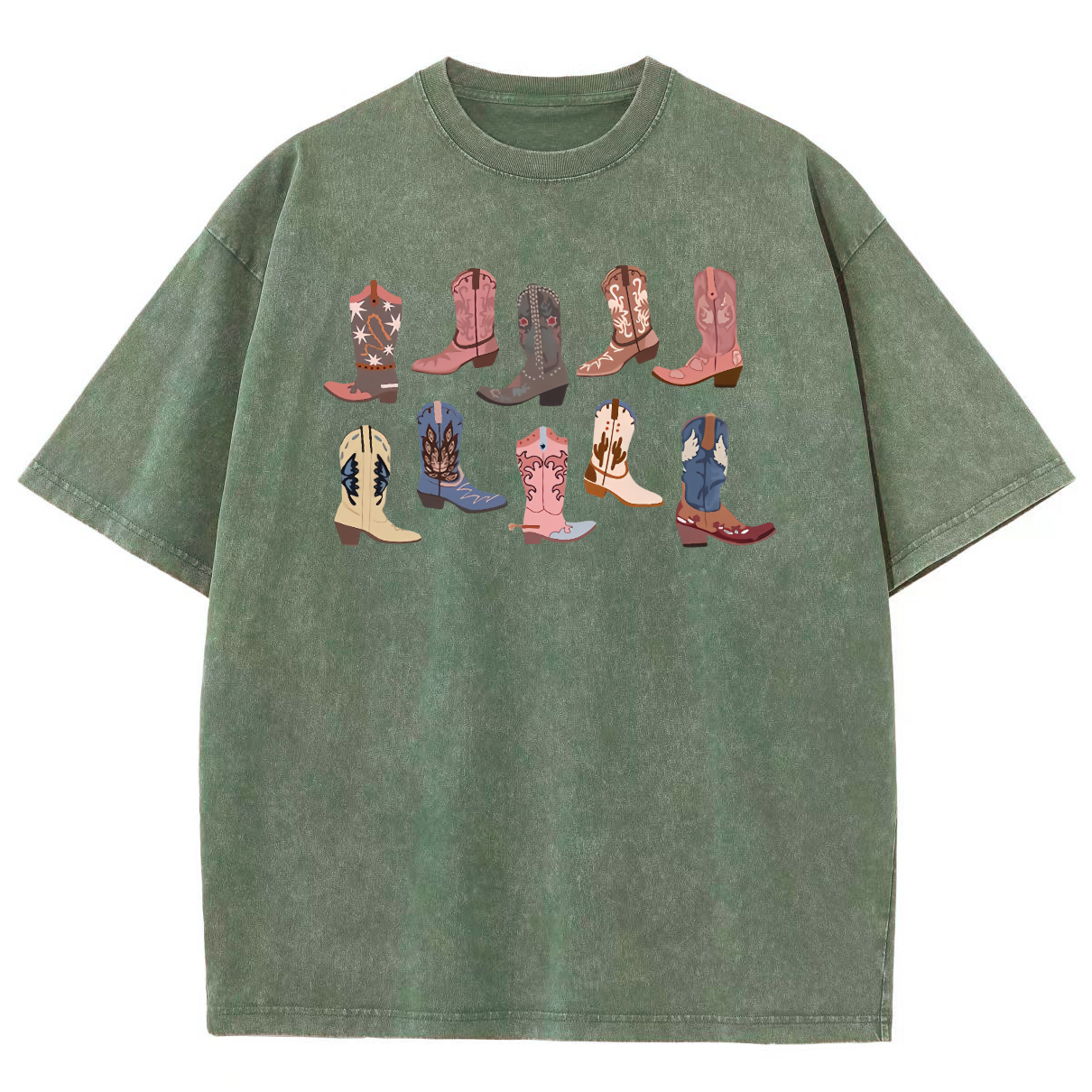 Cowgirl Boots Washed Oversized T-Shirt