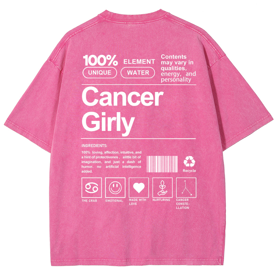 Cancer Girly Unisex Fit Washed Oversized T-Shirt