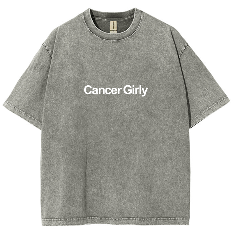 Cancer Girly Unisex Fit Washed Oversized T-Shirt