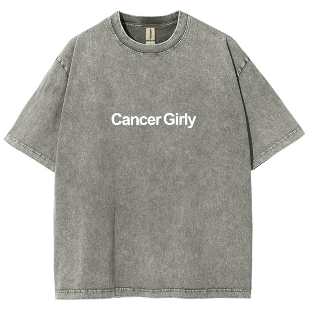 Cancer Girly Unisex Fit Washed Oversized T-Shirt