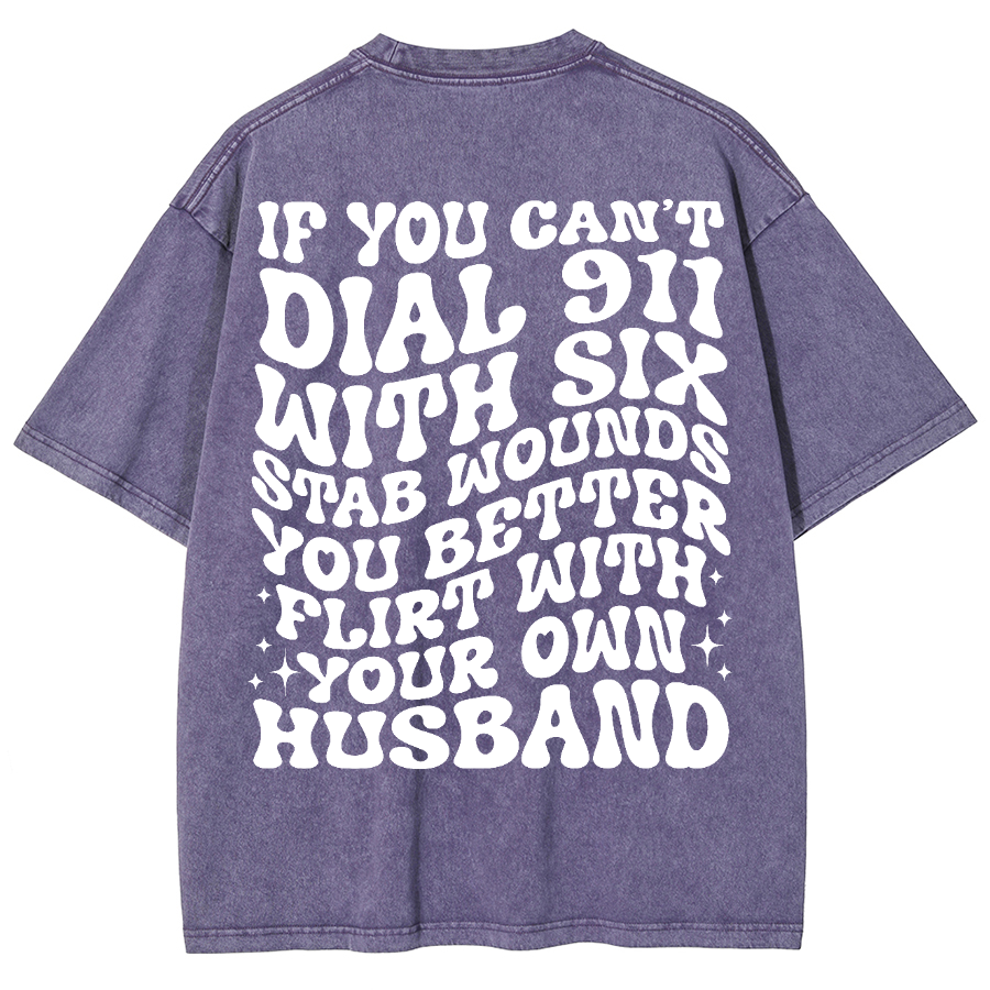 Dial 911 Unisex Vintage Washed Short Sleeve T-Shirt