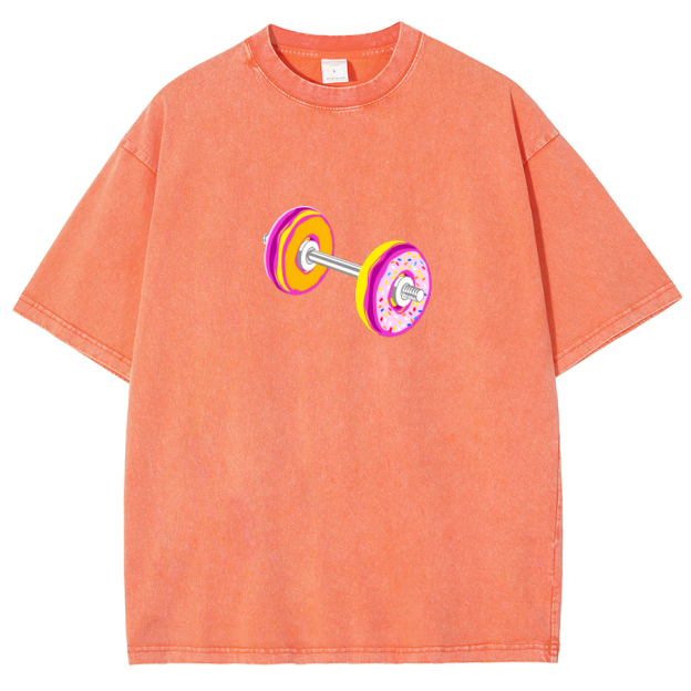 Barbell Donuts Unisex Washed T-Shirt