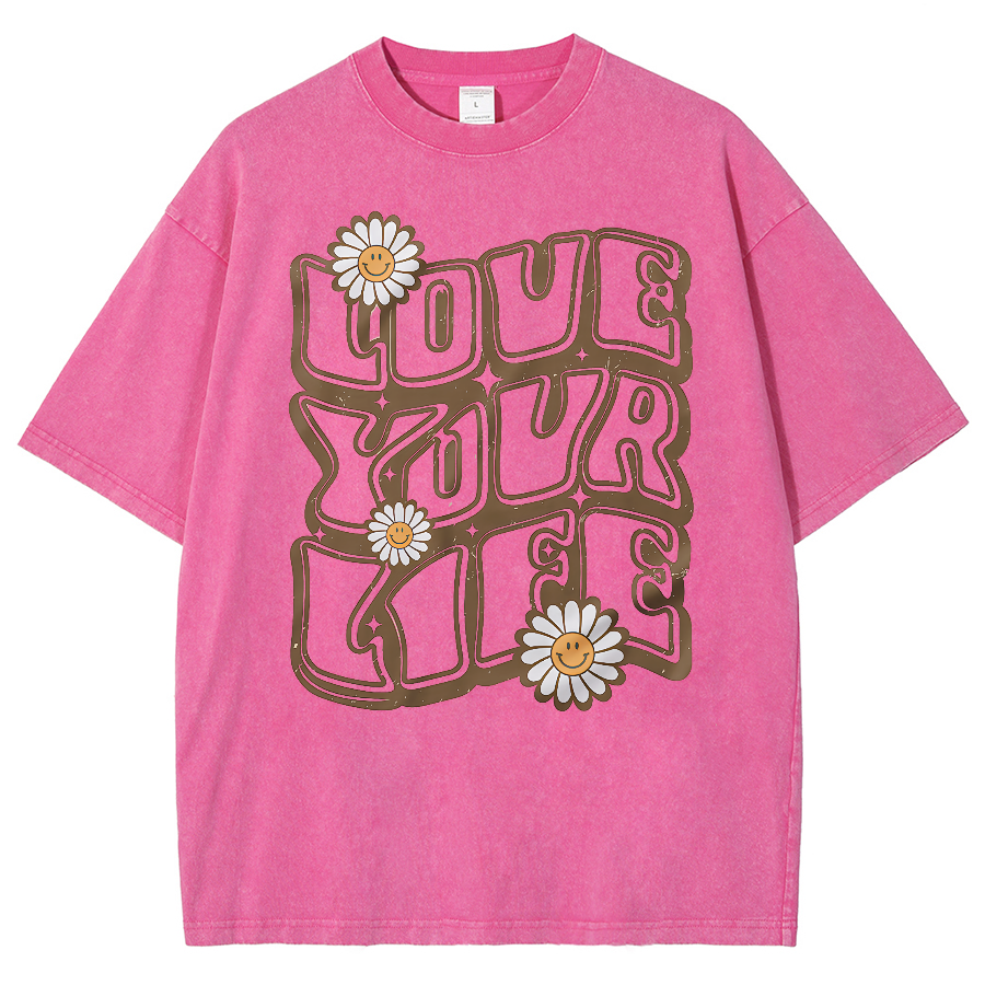 Love Your Life Unisex Fit Washed Oversized T-Shirt
