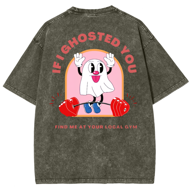 Ghostin at the Gym Unisex Fit Washed Oversized T-Shirt