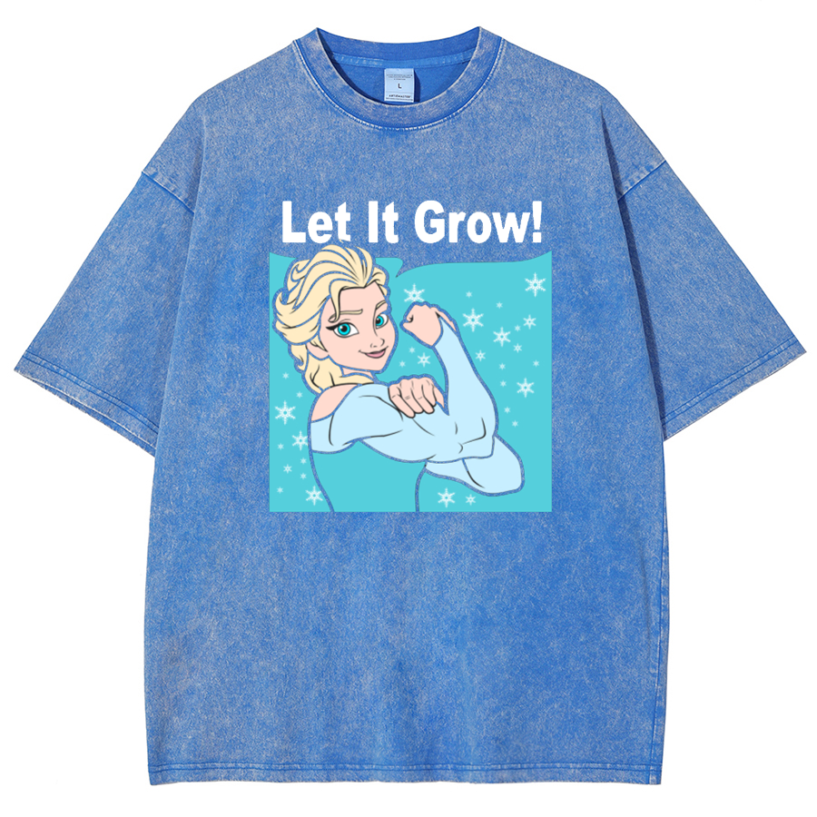 Funny Gym Elsa Let It Grow Unisex Washed T-Shirt