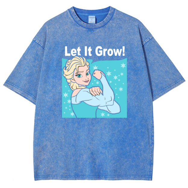 Funny Gym Elsa Let It Grow Unisex Washed T-Shirt