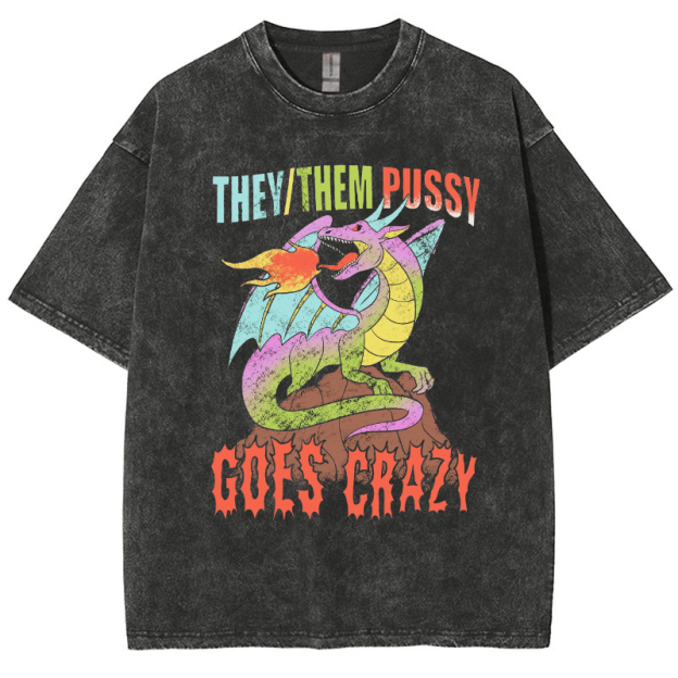 Them Pussy Goes Crazy Vintage Snowflake Washed T-Shirt
