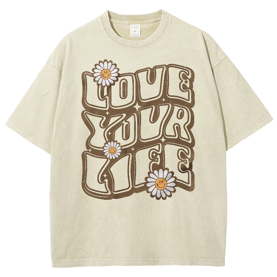 Love Your Life Unisex Fit Washed Oversized T-Shirt