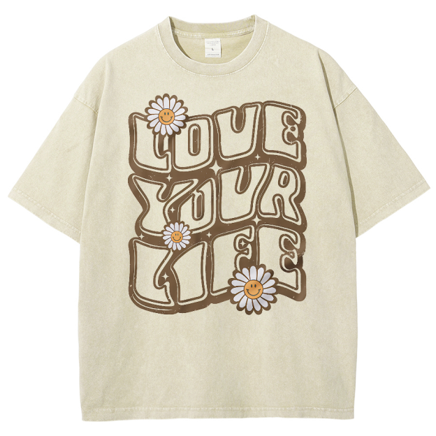 Love Your Life Unisex Fit Washed Oversized T-Shirt
