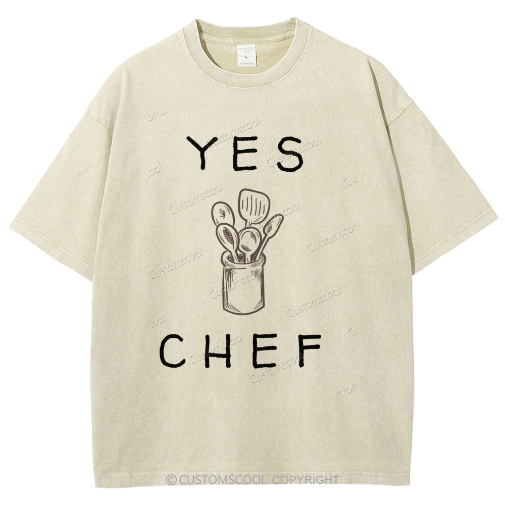 yes chef Unisex Fit Washed T-Shirt Customscool