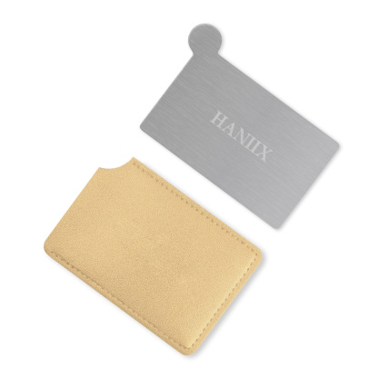 Stainless Steel Pocket Mirror with Leather Case