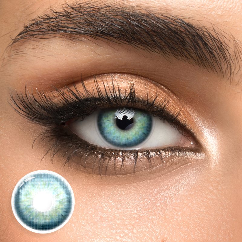 3 Tone Brilliant Blue Natural Look 1 Year Colored Contacts