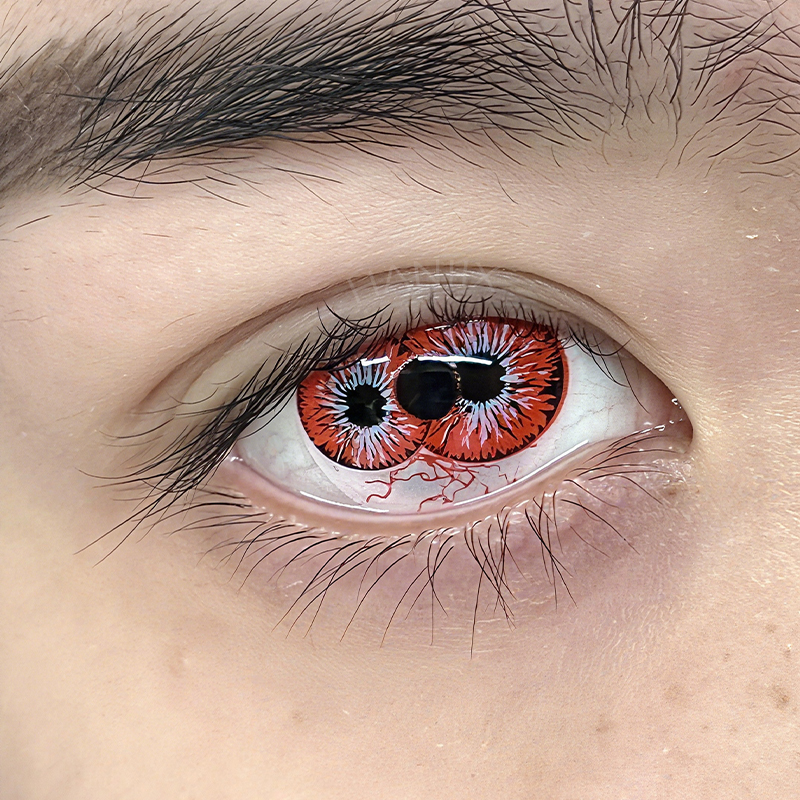 Darkpact Red Double Iris Sclera Halloween Colored Contacts – HANIIX