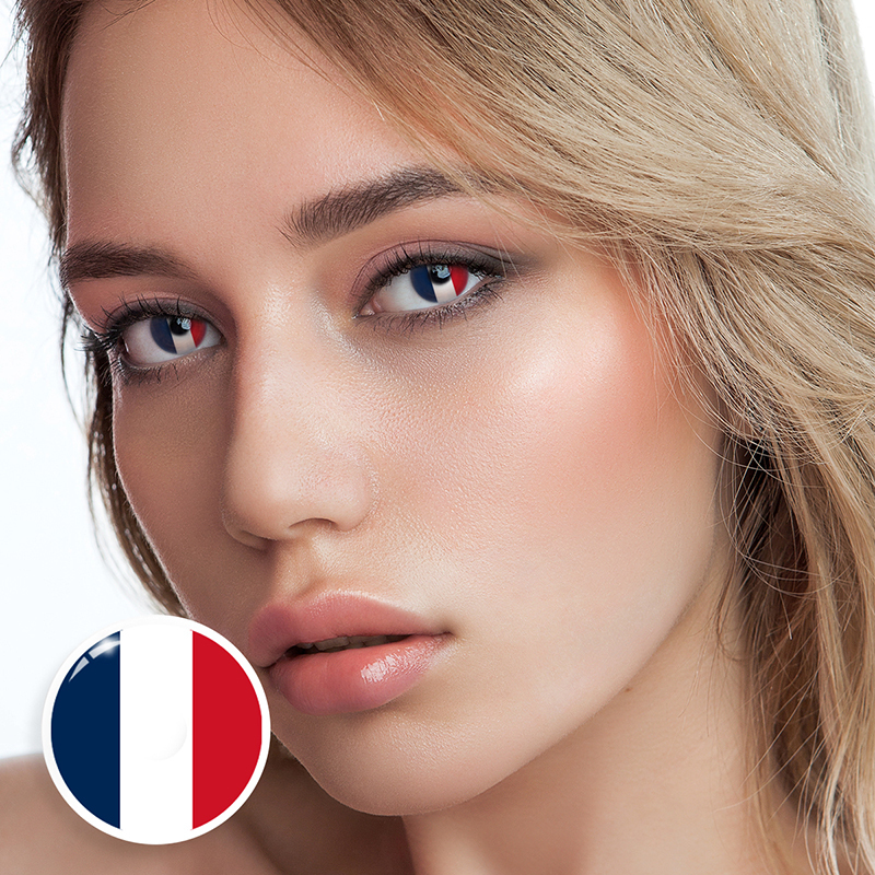 French Flag Contacts - Yearly, 2 lenses