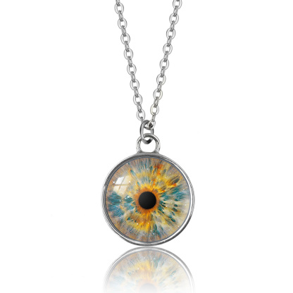 Glitter Hand-Painted Eye Pendant Necklace