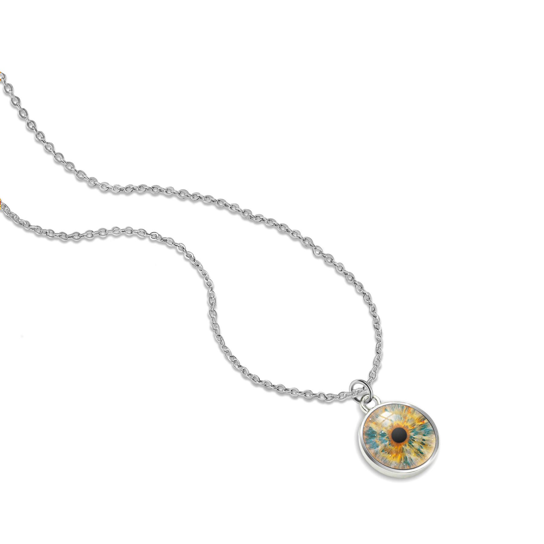 Glitter Hand-Painted Eye Pendant Necklace