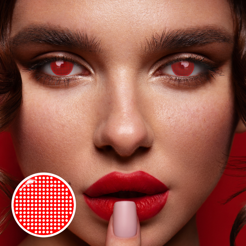 Mesh Red Halloween Costume Creepy Colored Contacts – HANIIX