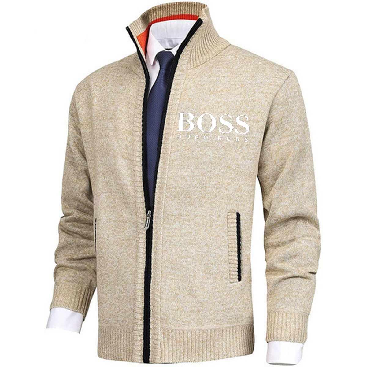 BOSS® masszív galléros férfi pulóver