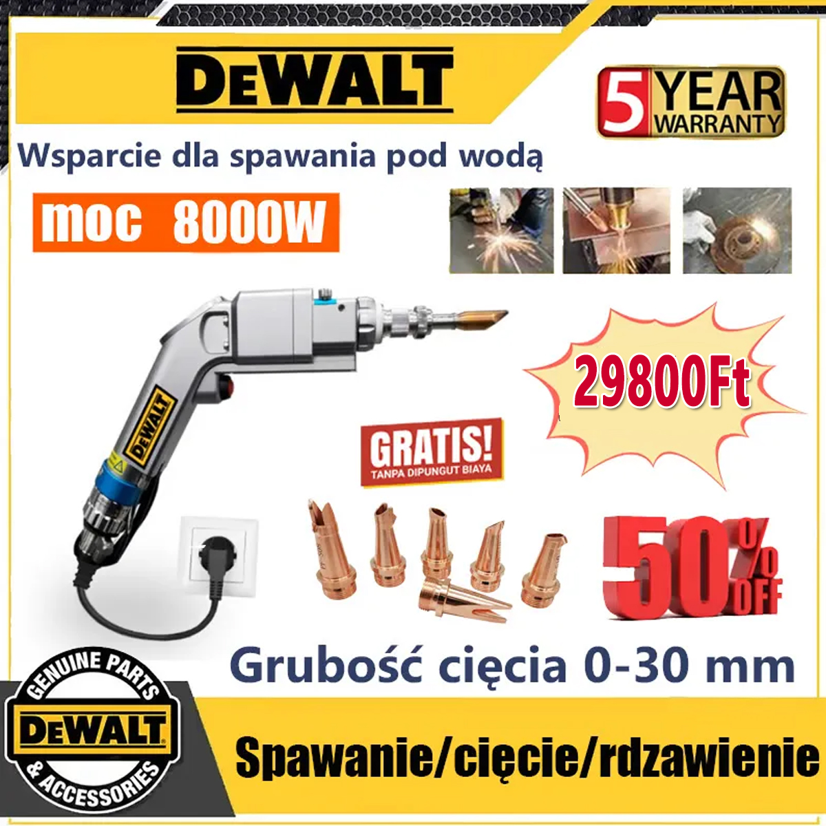 Lézeres hegesztőgép (3 az 1-ben) A legújabb modell DEWALT 2024 hegesztő + vágás + rozsda eltávolítás 8000W